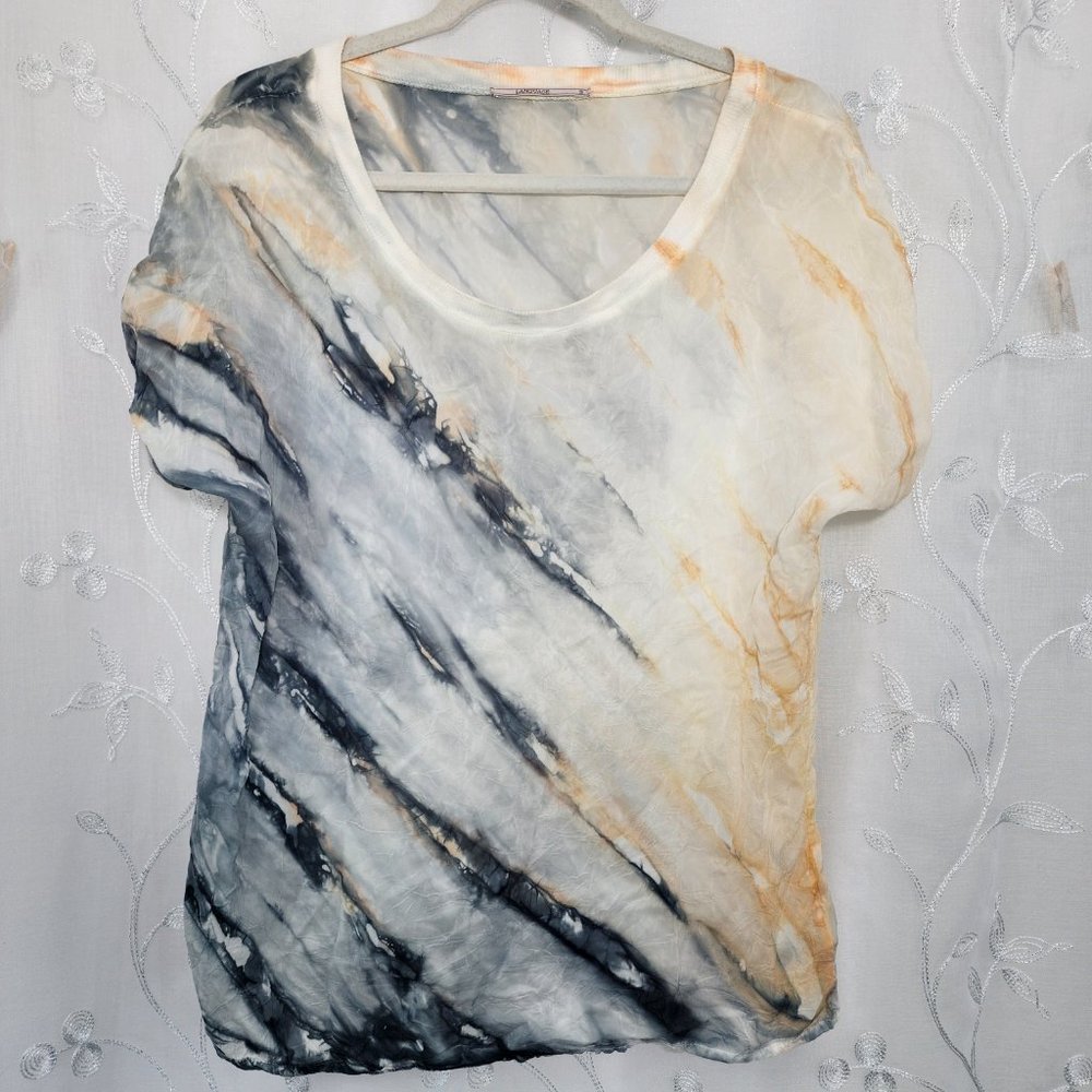 Marble Tie- Dye, Semi Sheer, Short Sleeve Shirt